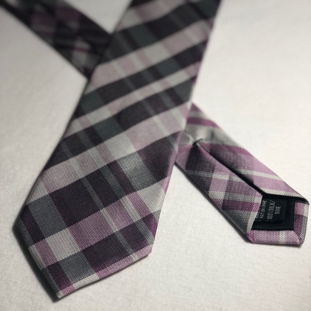 Calvin Klein Purple Plaid Necktie